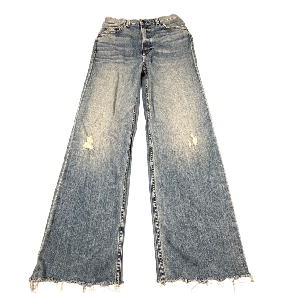 ASKK NY‎ Women's Size 25 Crop Wide Leg Raw Hem Denim Jeans Made in USA